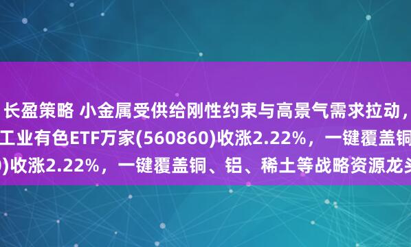 长盈策略 小金属受供给刚性约束与高景气需求拉动，价格具备上行基础，工业有色ETF万家(560860)收涨2.22%，一键覆盖铜、铝、稀土等战略资源龙头
